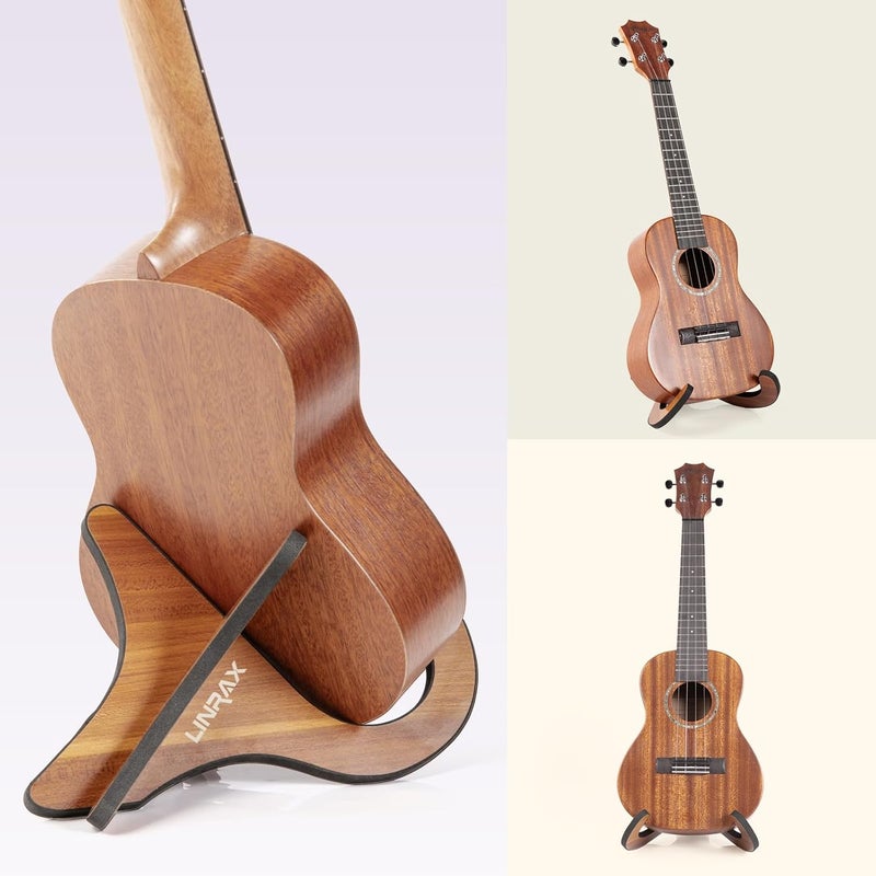 LINRAX US1 Ukulele Stand Floor, Universal Wooden Violin Stand X-Frame Style, Ukulele Holder with Soft Rubber for Ukulele Violin Banjo Mandolin, Folding Ukulele Support, Portable Floor Stand - Image 4